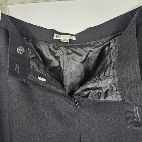 Pendleton 100% Virgin Wool Trousers Sz 16 Black Straight High Waist Quiet Luxury - Picture 4 of 10